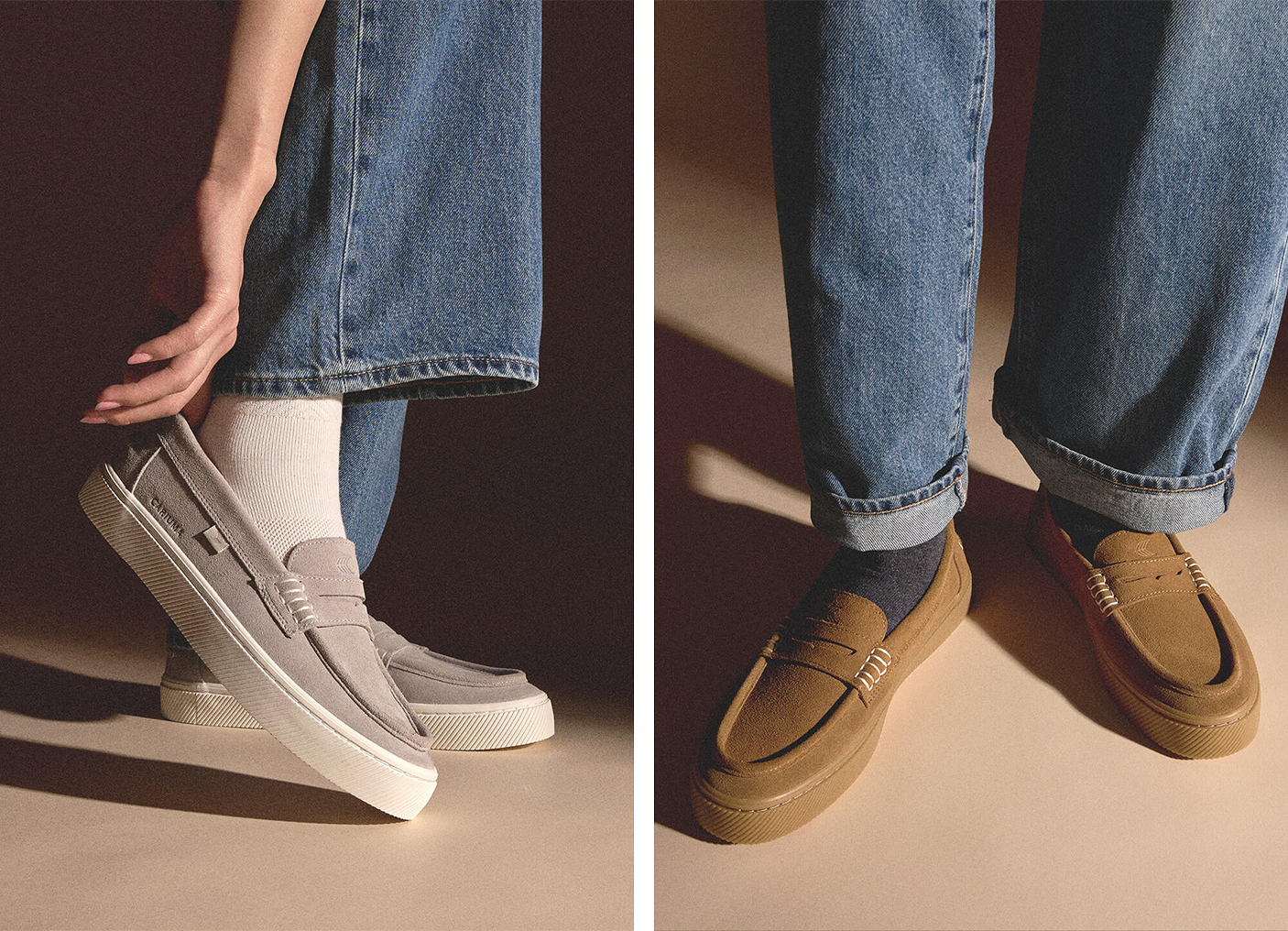 CAJU Light Grey Suede Loafer