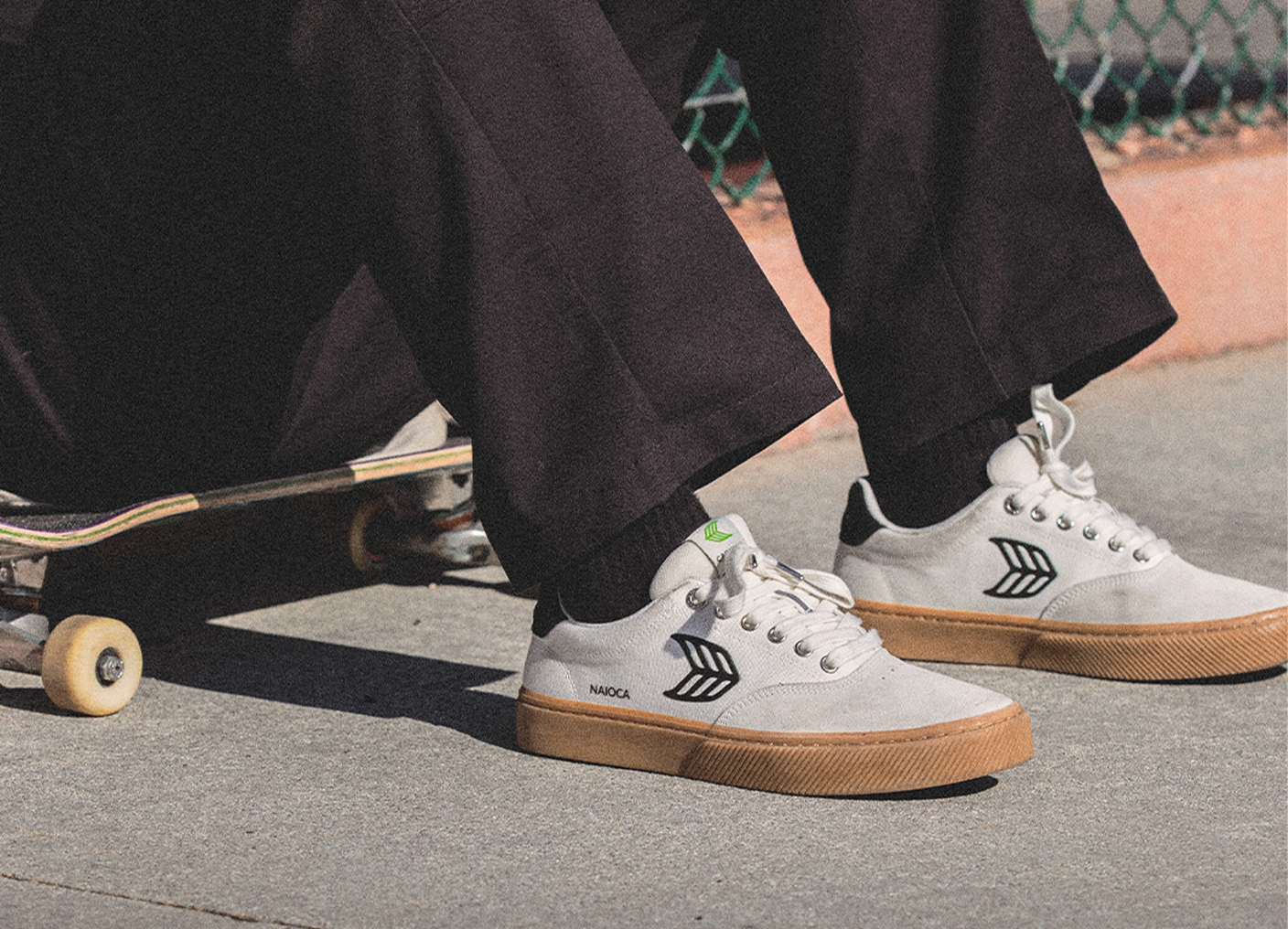 NAIOCA PRO Black Suede and Canvas Ivory Logo Sneaker