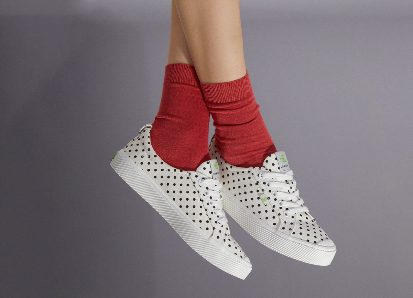 OCA Low Black Canvas White Polka Dots Sneaker
