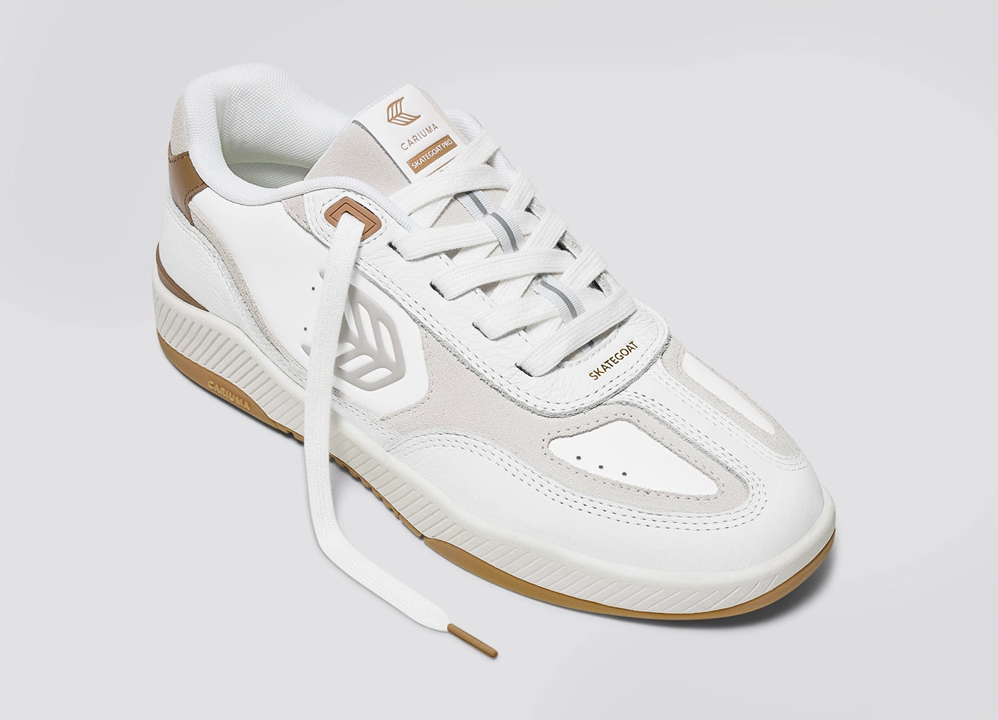 Skategoat C25 White Premium Leather Plaza Taupe Logo Ivory Sneaker