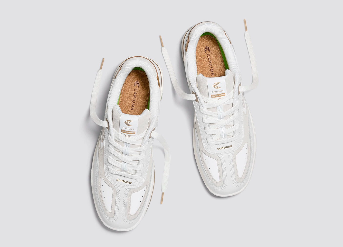 Skategoat C25 White Premium Leather Plaza Taupe Logo Ivory Sneaker