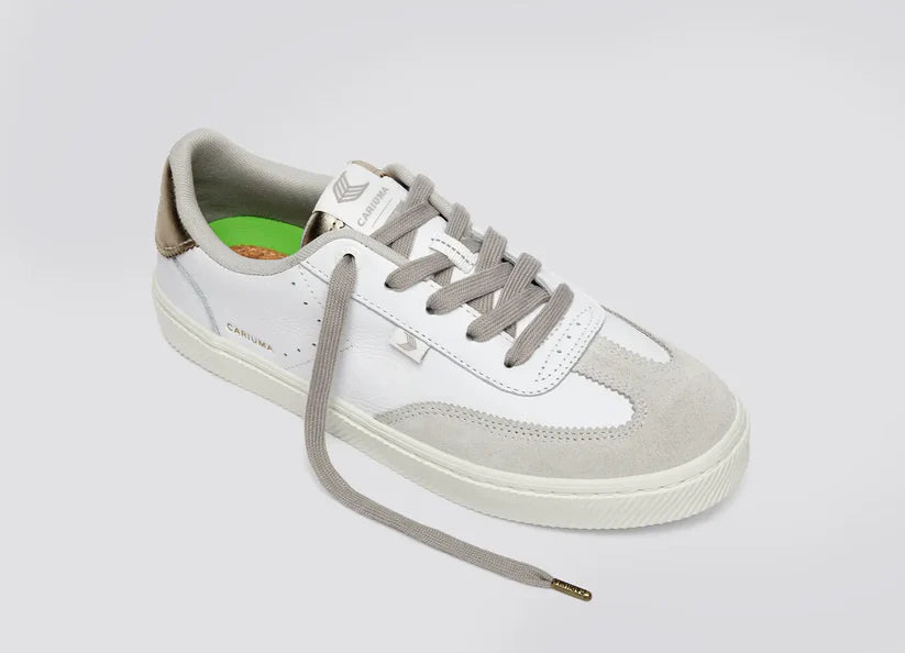 TOCA White Premium Leather Vintage White Suede Metallic Gold Sneaker