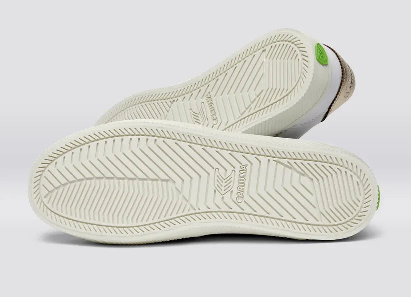 TOCA White Premium Leather Vintage White Suede Metallic Gold Sneaker