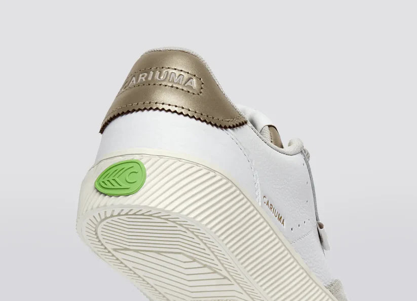 TOCA White Premium Leather Vintage White Suede Metallic Gold Sneaker