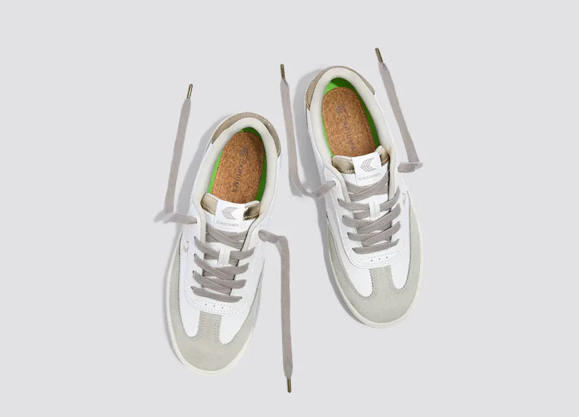 TOCA White Premium Leather Vintage White Suede Metallic Gold Sneaker