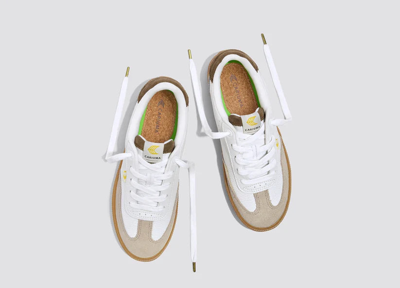 TOCA Gum White Premium Leather Plaza Taupe Suede Dark Khaki Sneaker