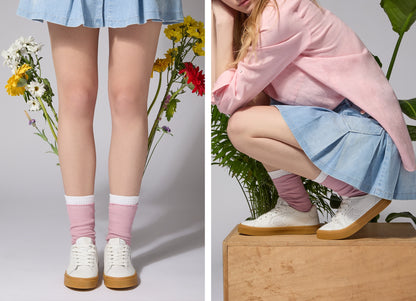 SALVAS Smooth Leather Warm White Logo Gum