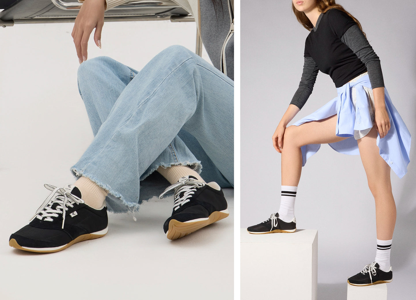 SUTAI Nylon and Suede Black