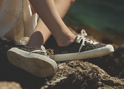 OCA Low Black Jaguar Print Suede Sneaker