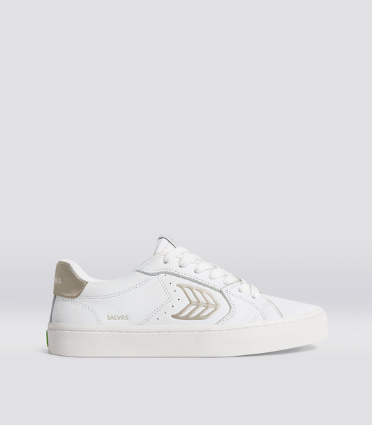 SALVAS White Premium Leather Gold Logo Sneaker