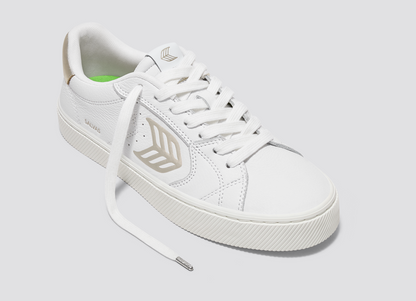 SALVAS White Premium Leather Gold Logo Sneaker