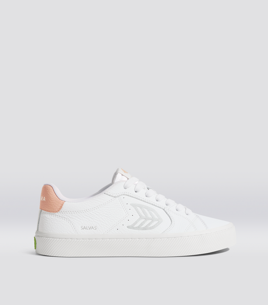 SALVAS White Premium Leather Ice Logo Beige Sneaker