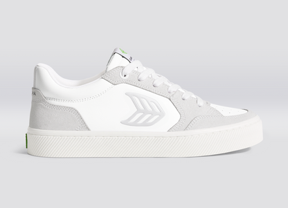 VALLELY White Leather Vintage White Suede Ice Logo Sneaker