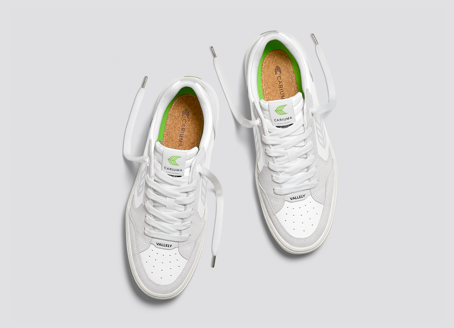 VALLELY White Leather Vintage White Suede Ice Logo Sneaker