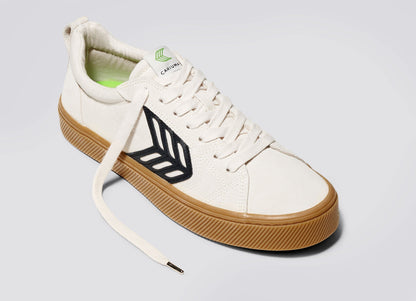 CATIBA PRO Low Gum Vintage White Suede and Canvas Black Logo Sneaker