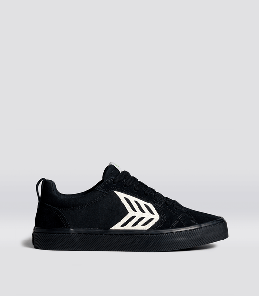 CATIBA PRO Low All Black Suede and Canvas Ivory Logo Sneaker