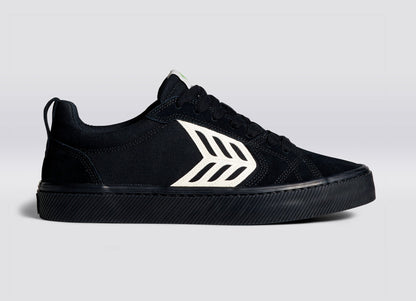 CATIBA PRO Low All Black Suede and Canvas Ivory Logo Sneaker