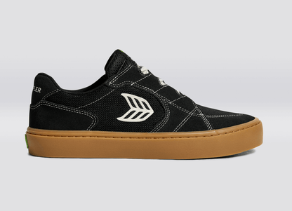 T20 PRO Gum Black Suede and Mesh Ivory Logo Contrast Thread Sneaker