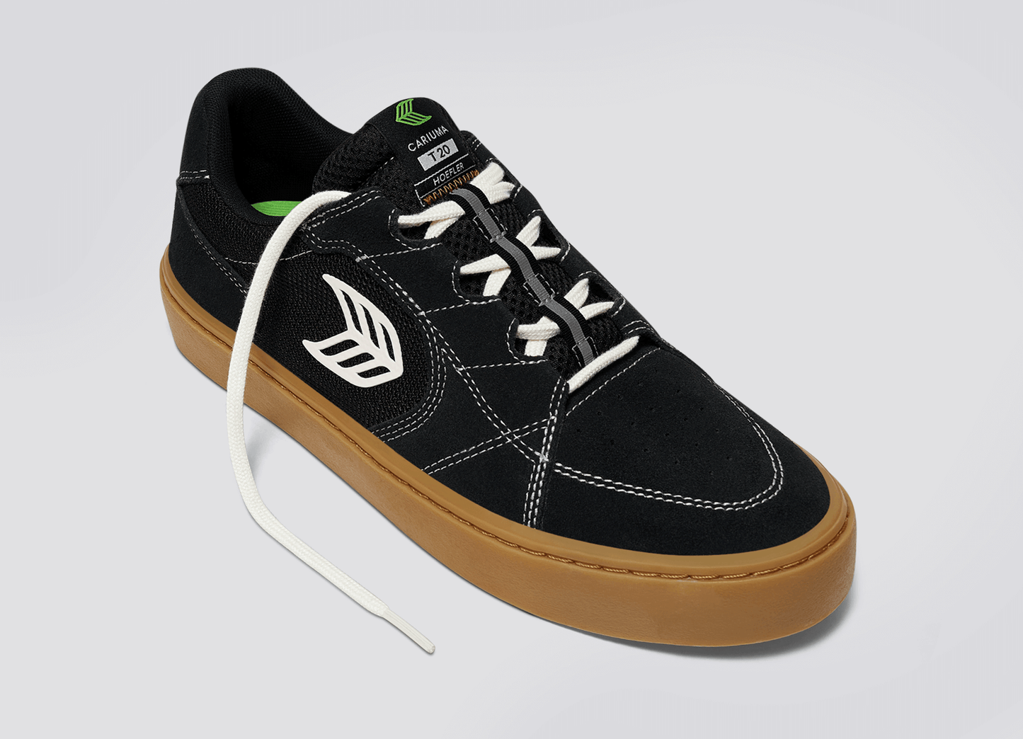 T20 PRO Gum Black Suede and Mesh Ivory Logo Contrast Thread Sneaker