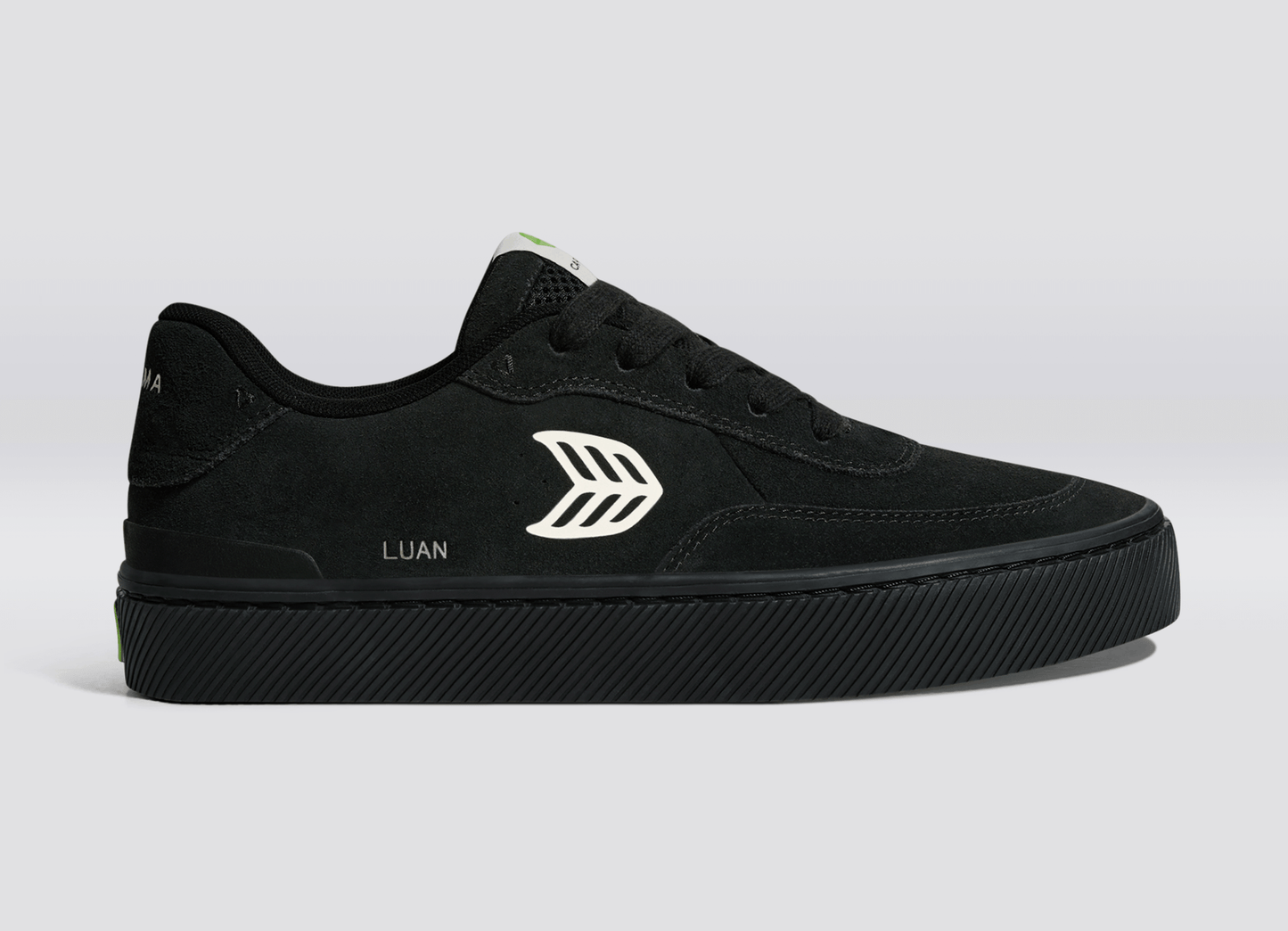 LUAN PRO All Black Suede Ivory Logo Sneaker