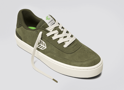 LUAN PRO Olive Green Suede Ivory Logo Sneaker