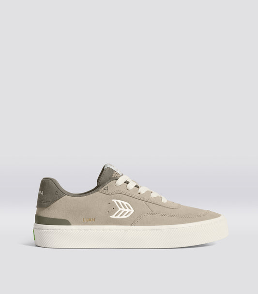 LUAN PRO Plaza Taupe Suede Ivory Logo Sneaker