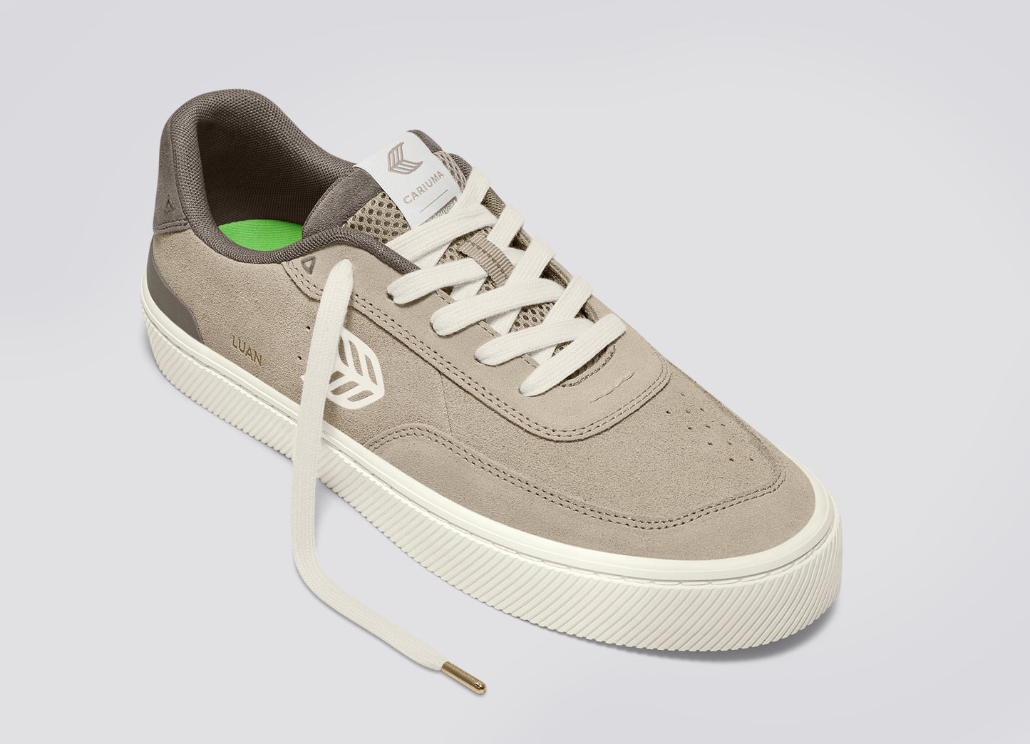 LUAN PRO Plaza Taupe Suede Ivory Logo Sneaker