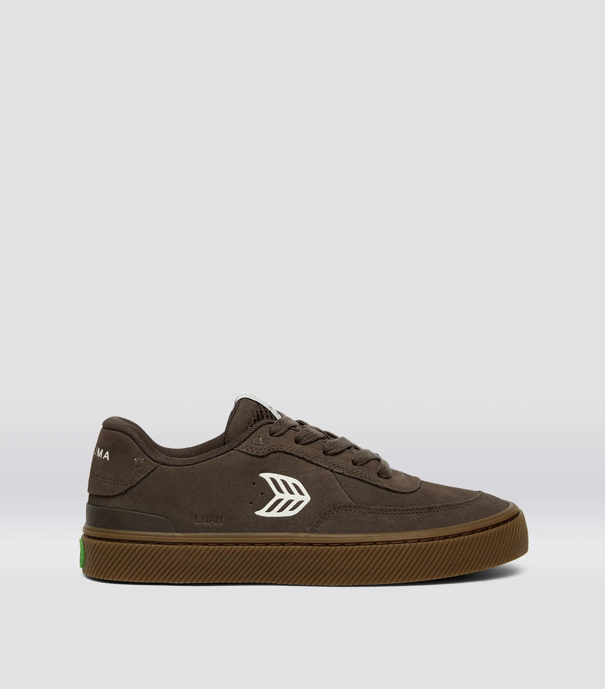 LUAN PRO Dark Gum Teak Suede Ivory Logo Sneaker