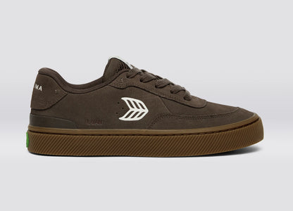 LUAN PRO Dark Gum Teak Suede Ivory Logo Sneaker