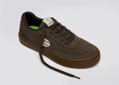 LUAN PRO Dark Gum Teak Suede Ivory Logo Sneaker