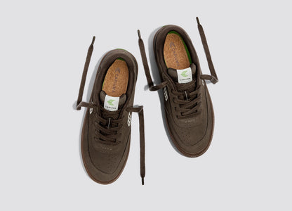 LUAN PRO Dark Gum Teak Suede Ivory Logo Sneaker