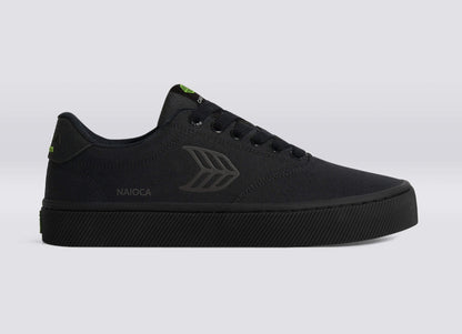 NAIOCA All Black Canvas Ash Grey Logo Sneaker