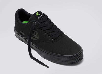 NAIOCA All Black Canvas Ash Grey Logo Sneaker