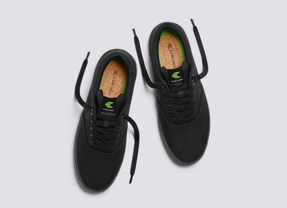 NAIOCA All Black Canvas Ash Grey Logo Sneaker