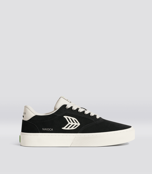 NAIOCA Black Suede Ivory Logo Sneaker