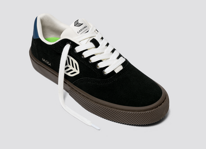 NAIOCA Black Suede Off-White Logo Shadow Blue Sneaker