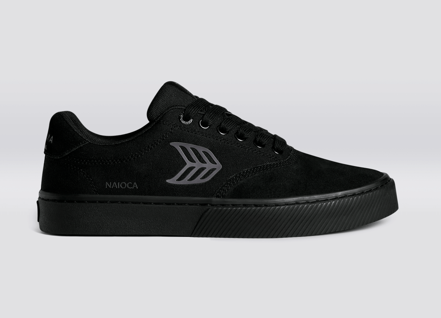 NAIOCA PRO All Black Suede and Canvas Ash Grey Logo Sneaker