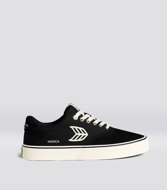 NAIOCA PRO Black Suede and Canvas Ivory Logo Sneaker