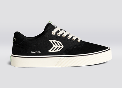 NAIOCA PRO Black Suede and Canvas Ivory Logo Sneaker