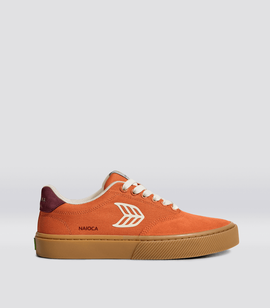 NAIOCA PRO Gum Burnt Orange Suede and Canvas Ivory Logo Ruby Wine Sneaker