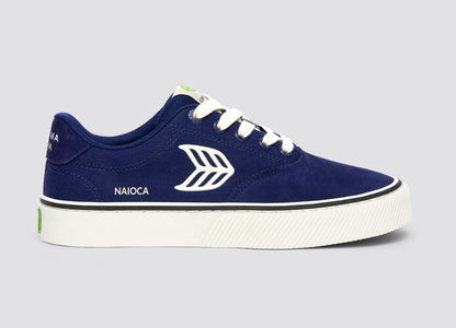 NAIOCA PRO Marine Blue Suede and Canvas Ivory Logo Sneaker