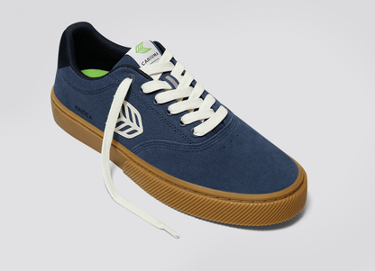 NAIOCA PRO Gum Shadow Blue Suede and Canvas Ivory Logo Sneaker