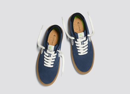 NAIOCA PRO Gum Shadow Blue Suede and Canvas Ivory Logo Sneaker