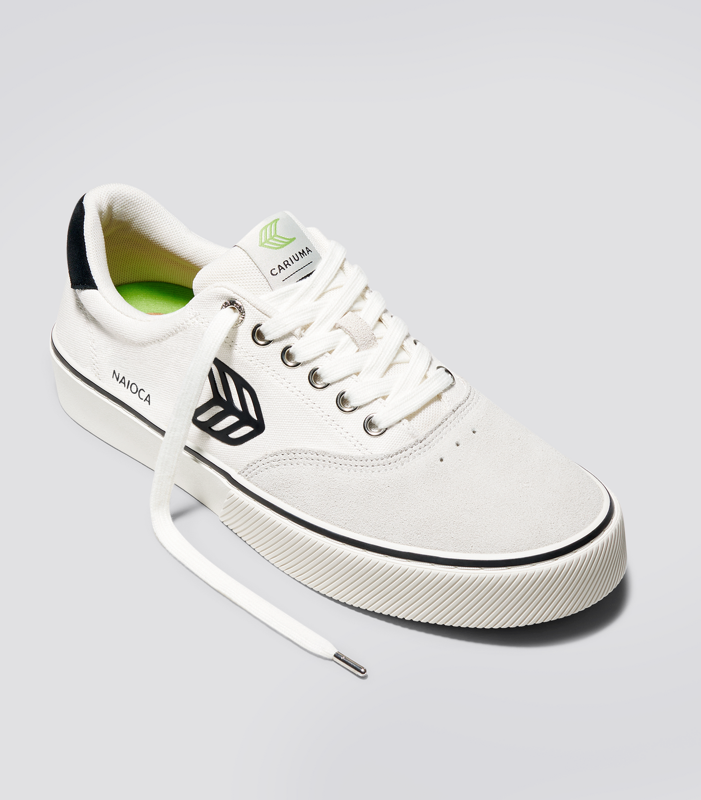 NAIOCA PRO Vintage White Suede Off-White Canvas Black Logo Sneaker