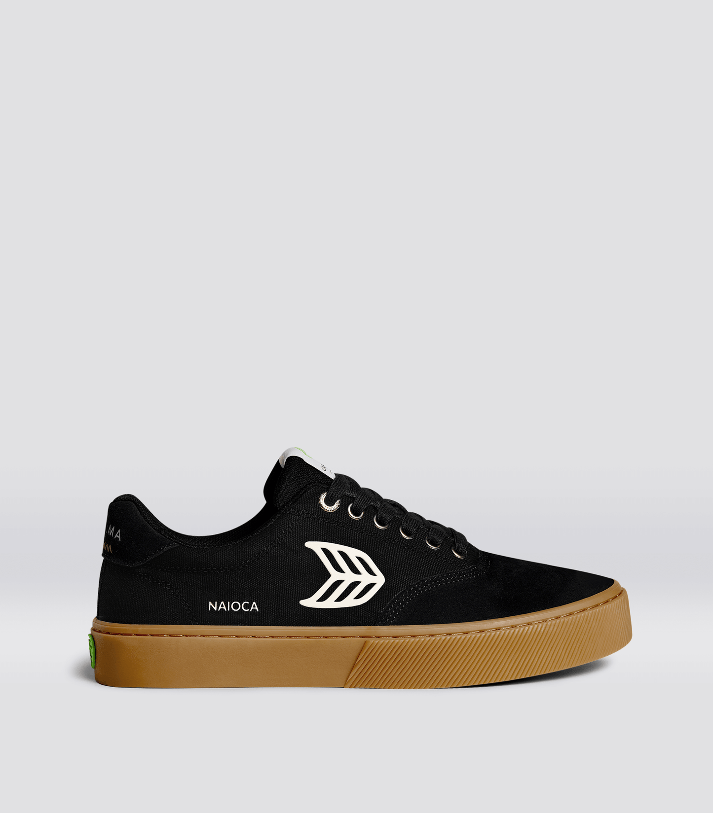 NAIOCA PRO Gum Black Suede and Canvas Ivory Logo Sneaker