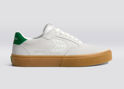 NAIOCA Gum Smoke White Suede Off-White Logo Green Sneaker