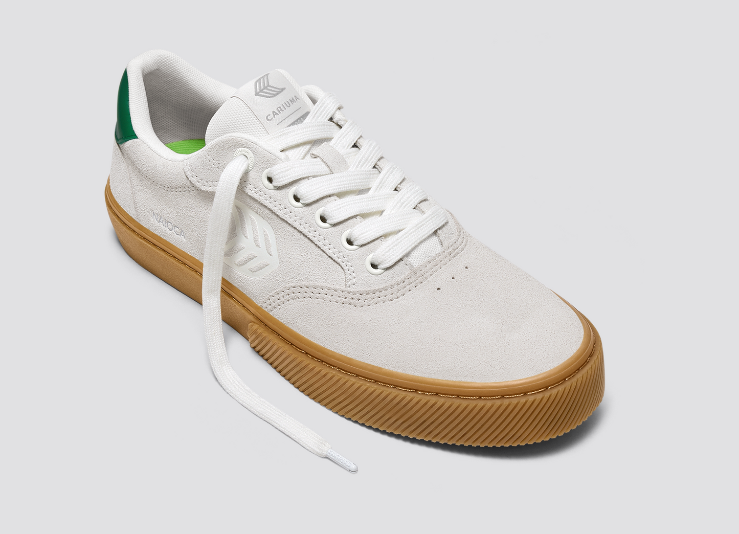 NAIOCA Gum Smoke White Suede Off-White Logo Green Sneaker