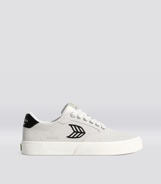 NAIOCA Smoke White Suede Black Logo Sneaker