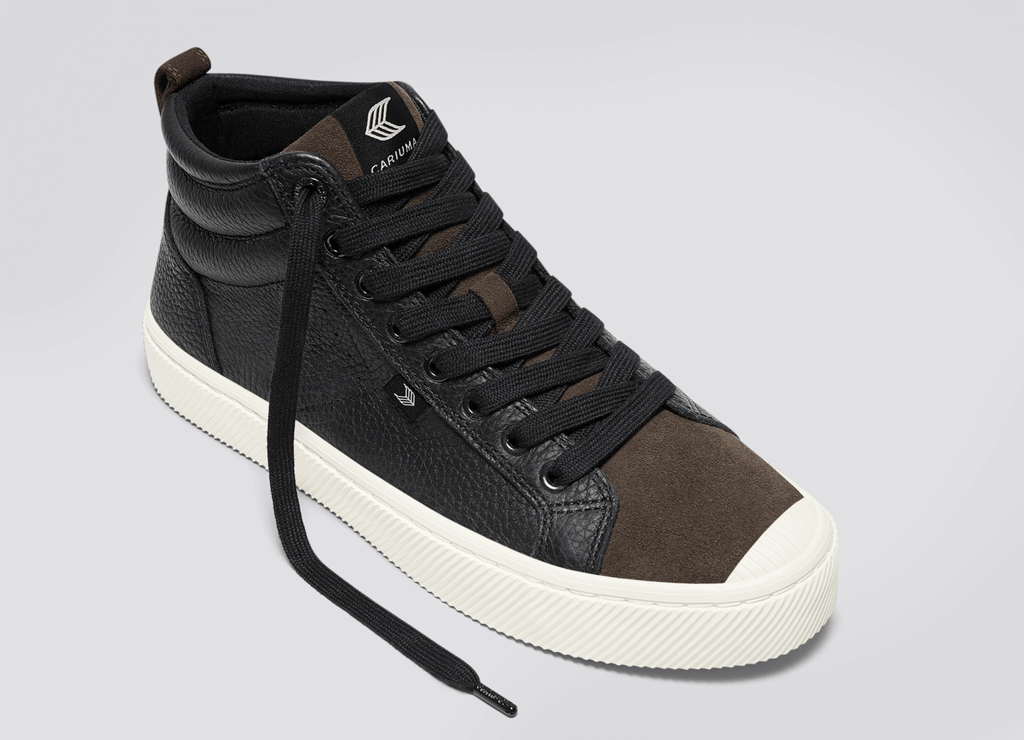 OCA High Black Premium Leather Dark Khaki Suede Sneaker