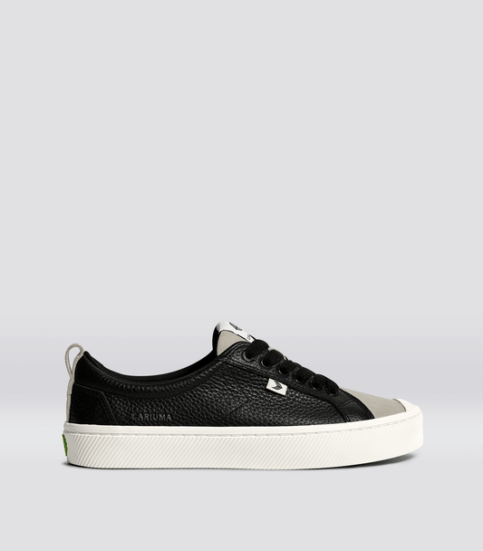 OCA Low Black Premium Leather Cloud Grey Suede Sneaker